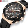 CURREN Neutral Silicone Strap Business Watch Quartz Watch Waterproof Round Genuine