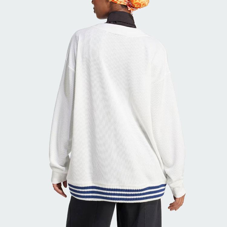 Adidas Спортивный кардиган свободного кроя Originals в полоску, женские топы Han-Jade-White IT9829