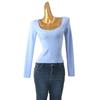 Water Drop Collar Threaded Undershirt Fashion Wind Slim Looking Long Sleeve Inner Wear Sexy Top Foreign Trade Original Order Knitwear
