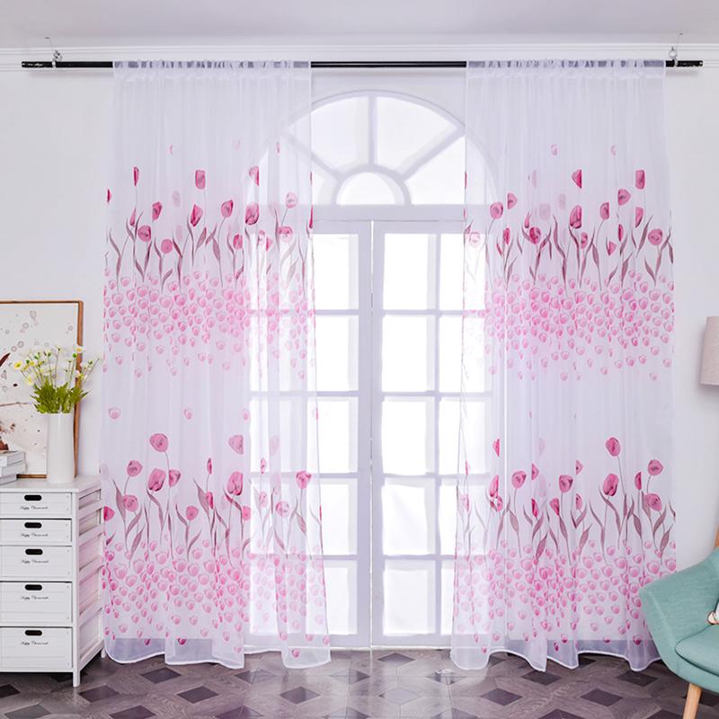 100*270 см Тюльпан Печатный Домашний Декор Вуаль Прозрачные Модные Шторы Для Окна Элегантные Шторы Для Экранирования Газовая Штора