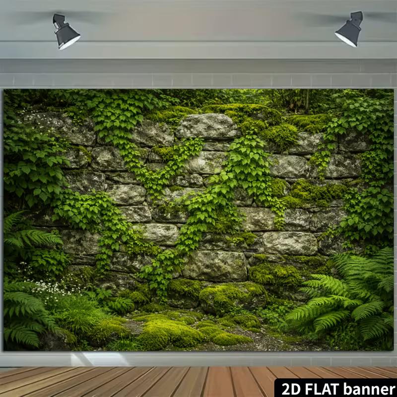 2D Фотофон 'Заколдованный Лес' с Зеленью и Полевыми Цветами