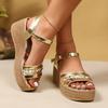 Fashion Plus Size 2025 Platform Women's Buckle Strap Sandals Summer Wedges Mixed Colors Weave Sandals for Hot Sale Daily Casual Shoes