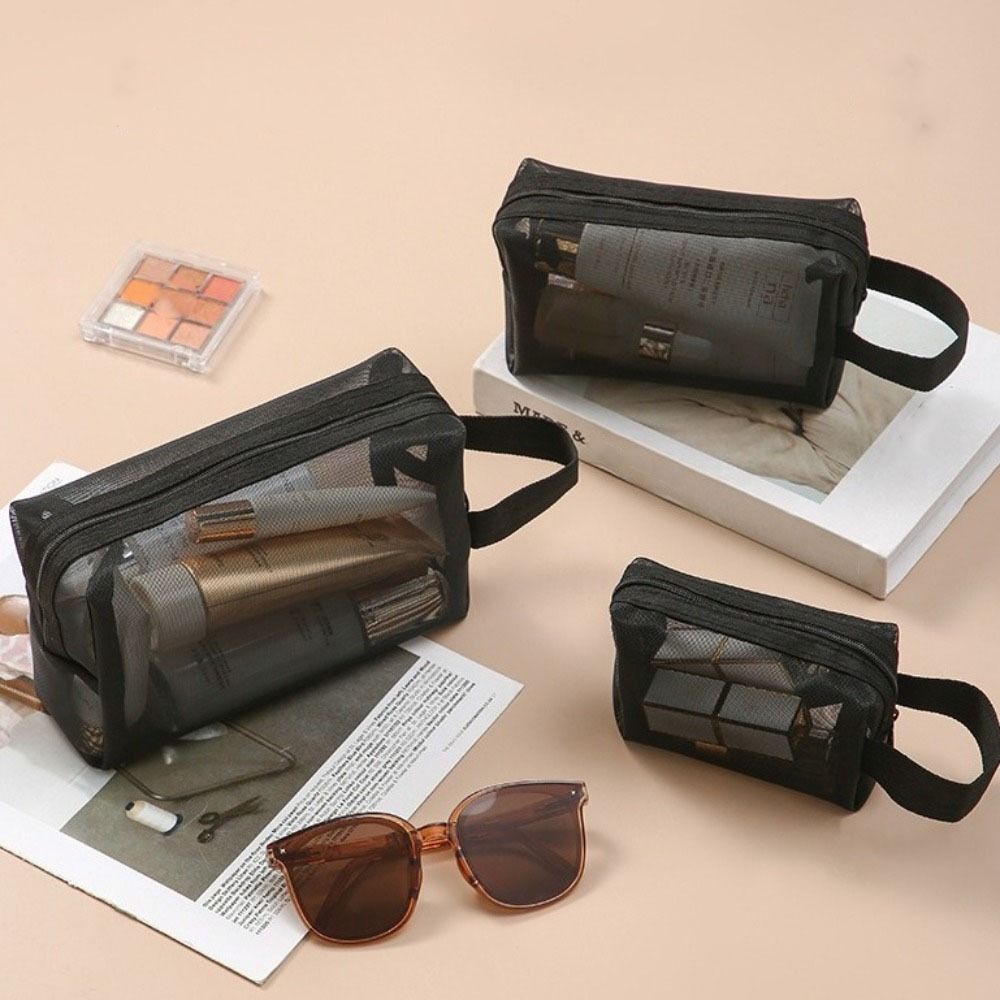 3PCS/SET Large Capacity Transparent Makeup Bags Multifunctional Handheld Makeup Pouchs Girls