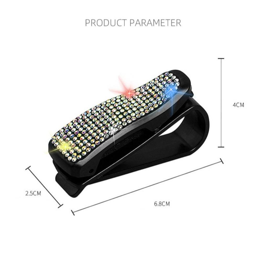 Crystal Sunglasses Clip Portable Sun Visor Mount Car Decoration Car Sunshade Glasses Case Women