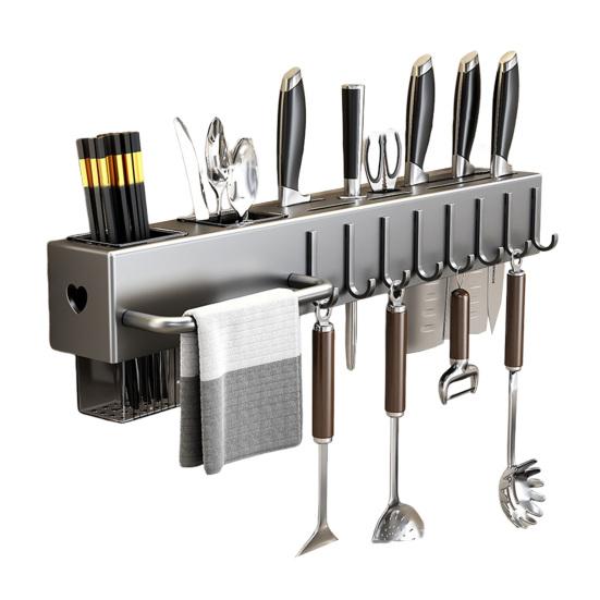 Настенная стойка для хранения режущих инструментов из углеродистой стали, держатель для режущих инструментов с ложкой для палочек для еды