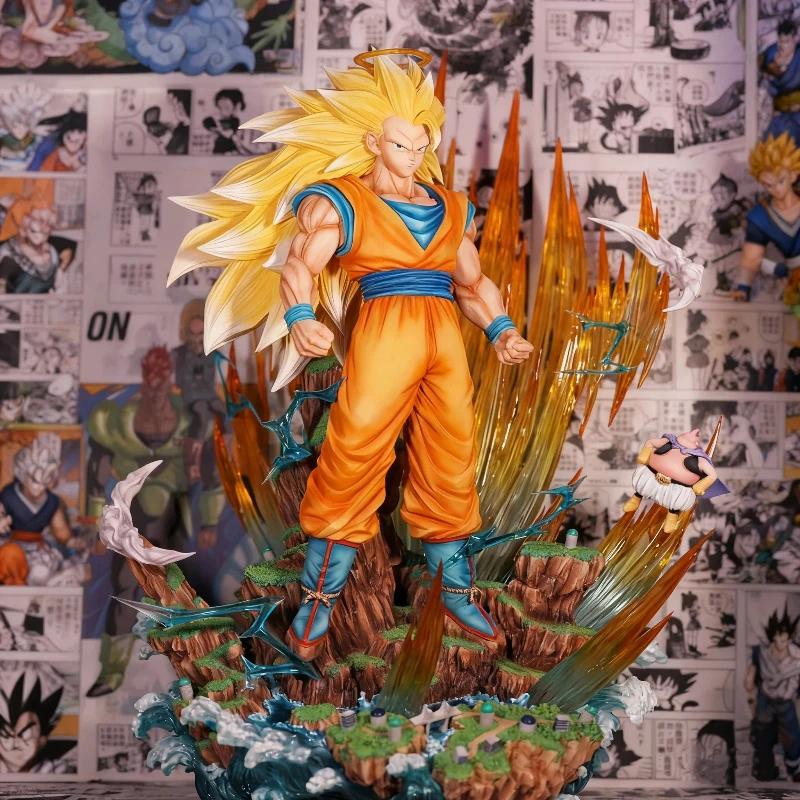 Anime 42cm Infinite Super Saiyan 3 Son Goku PVC Action Figures Desktop Ornament Statue Model Toy Boy Gift Collectible Non-light