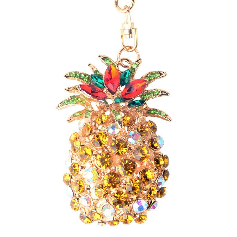 Брелок-ананас с бриллиантами, Металлический подвес для сумки в виде ананаса, Брелок для ключей автомобиля в виде фрукта