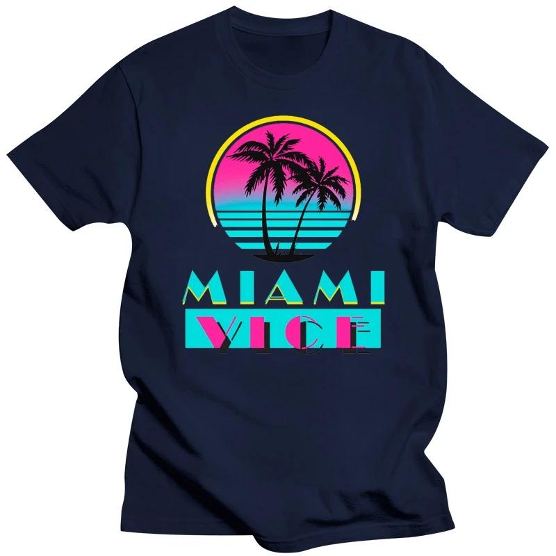 Летняя мужская черная футболка Harajuku Custom Miami Vice Tv Series T-Show Beach Logo Размер S - 5Xl, модная футболка в классическом стиле