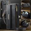 For iPhone 12 mini 5.4 inch Case CASEME C39 RFID Blocking Zipper Wallet Stand Leather Cover with Strap