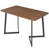117X68cm dining table, (1-pc), frame made of metal, wood grain kitchen table with metal legs for dining room living room, black/walnut color