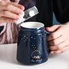 Симпатичная кружка с рисунком из мультфильма, зеркальная крышка, керамическая чашка для воды, кофейная чашка, чашка для молока, кружка, чашка послеобеденного чая