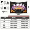 Home Pumpkins Ghosts Halloween Party Backdrop, Spooky Polyester Banner for Wall Decor & Photo Booth