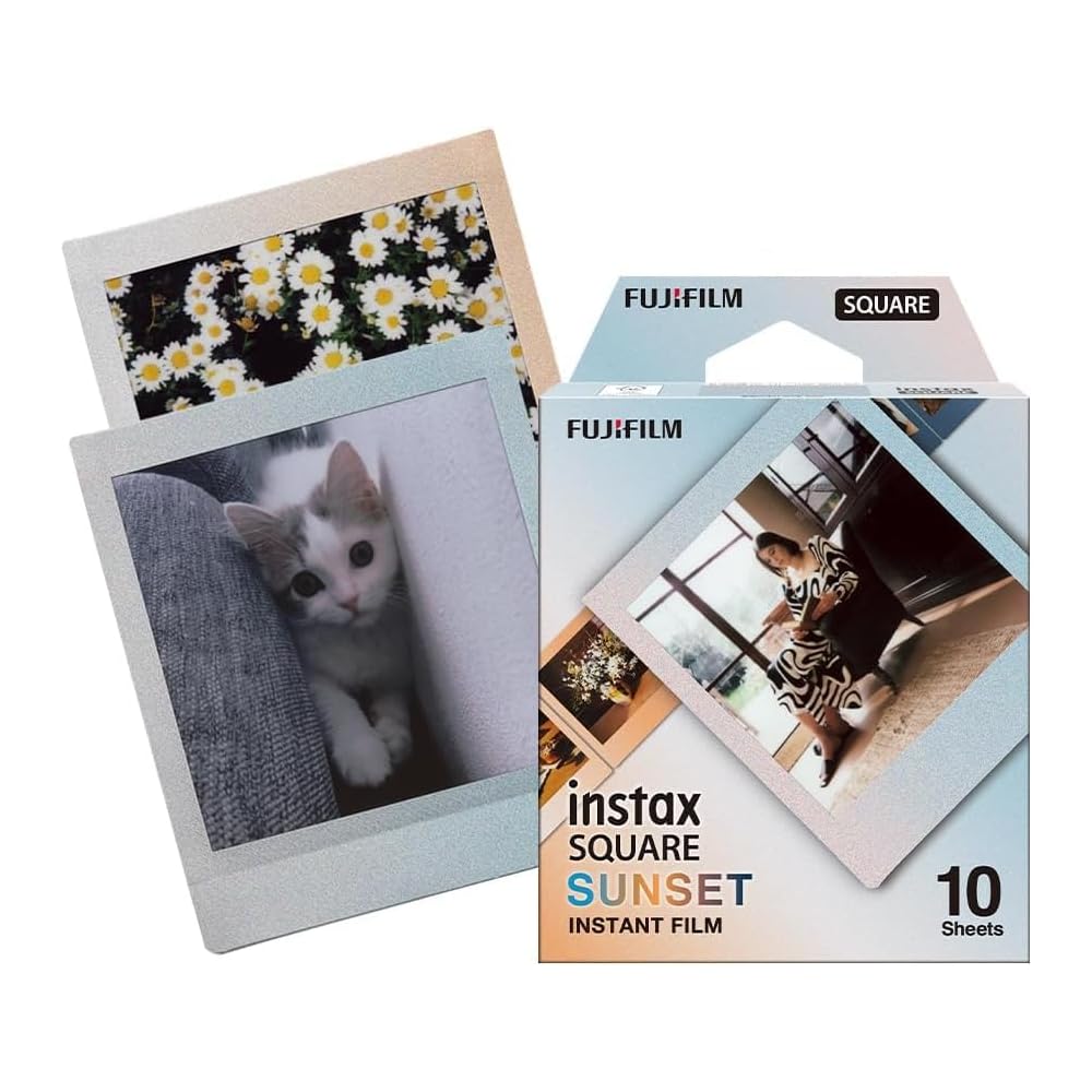 Fujifilm Square Instant Film Variety Pack – Rainbow, Sunset, Monochrome, Black, White, Marble – 5 Styles, 10 Sheets Each – Compatible with Instax Squa