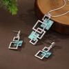 Новый эмалевый цвет геометрический полый квадратный набор сережек-гвоздиков с подвеской, женское простое и высококлассное ожерелье