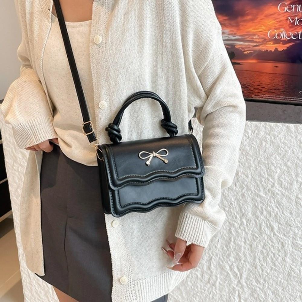 Sweet Metal Bowknot Tote Bag Solid Color Small Crossbody Bag New Single Shoulder Bags  Casual Wear