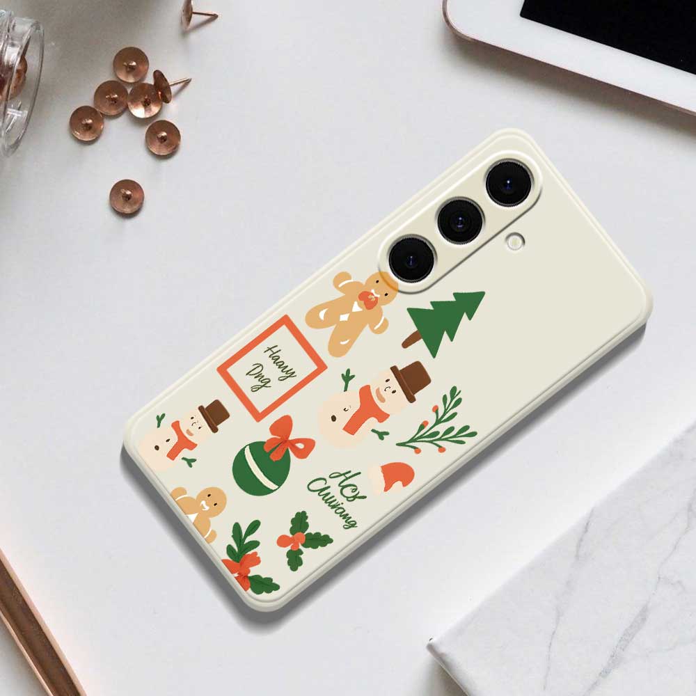 For Samsung Galaxy S25+ Case Christmas Snowman Pattern Printing Straight Edge TPU Phone Back Cover