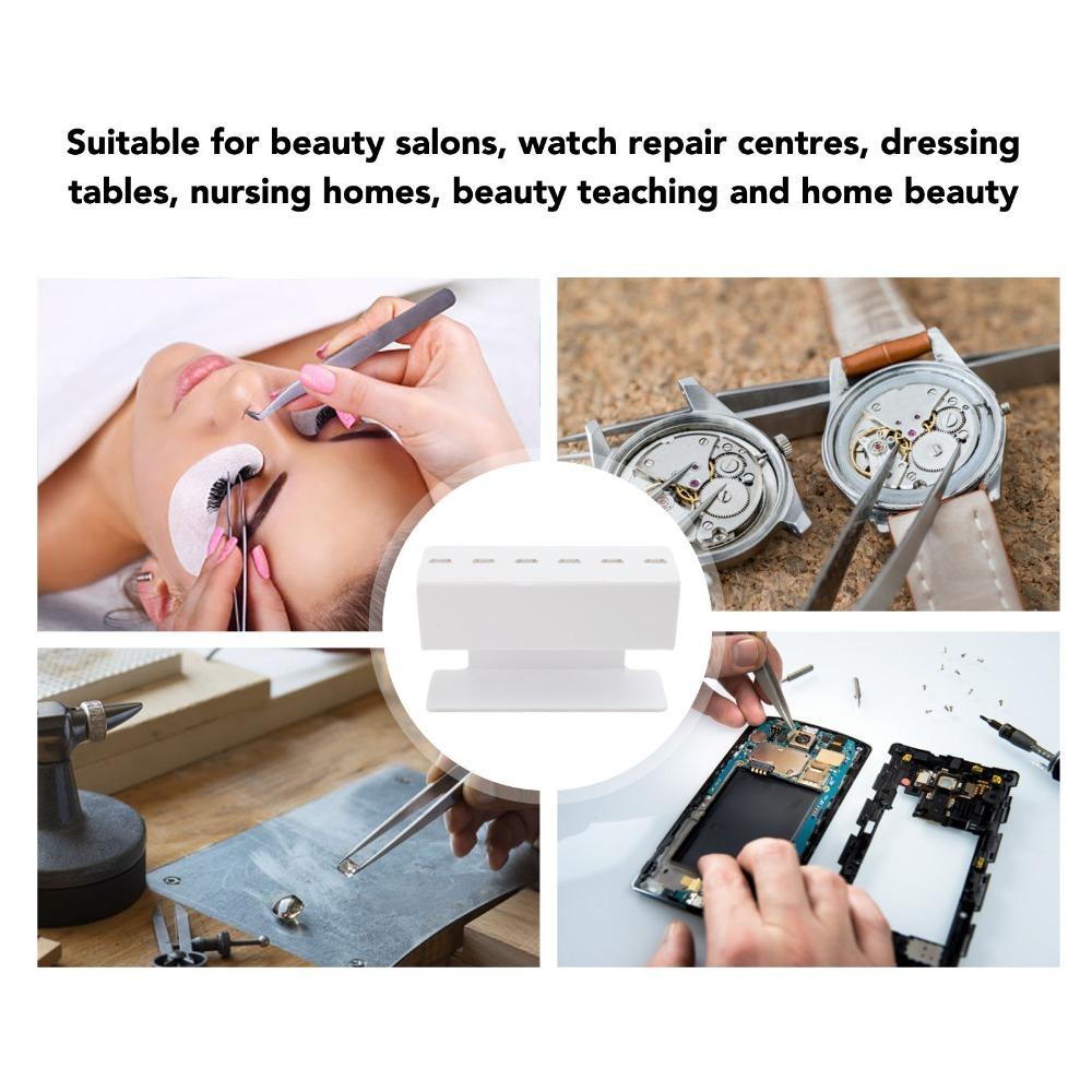 13*7.8cm Acrylic Tweezers Holder Stainless Steel Tweezers Display Stand  Beauty Makeup Use