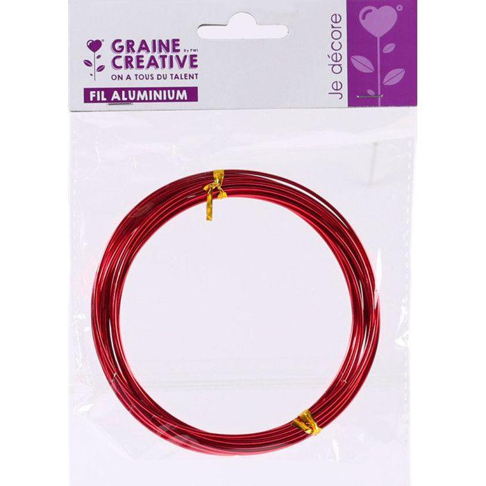Graine Créative - Fil aluminium Ø 1,5 mm 5 mètres Rouge