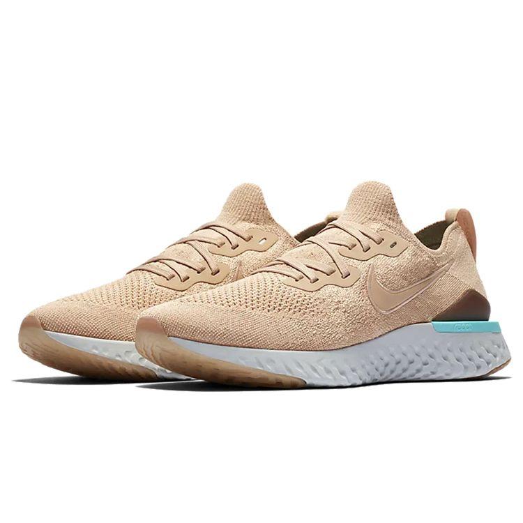 Nike Epic React Flyknit 2 Comfortable Mesh Cushioning Non-Slip Low-Top Marathon Running Shoes Unisex Sneakers Khaki BQ8928-200