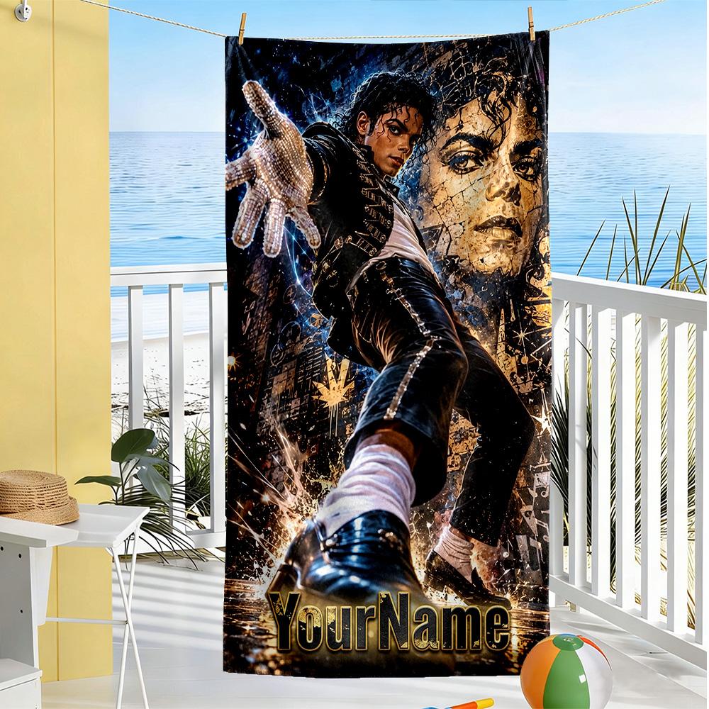 Michael Jackson Customized Name Beach Towel Quick-Dry Soft Microfiber Portable for SwimmingBeachCamping Travel Beach AccessoriesGym