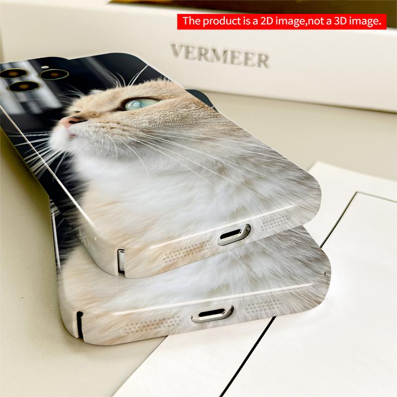 2DFlat Ginger Cat with Green Eyes Close-Up All inclusive film hard iPhone case, compatible with iPhone 18 Pro Max 17 16 15 14 13 12 11