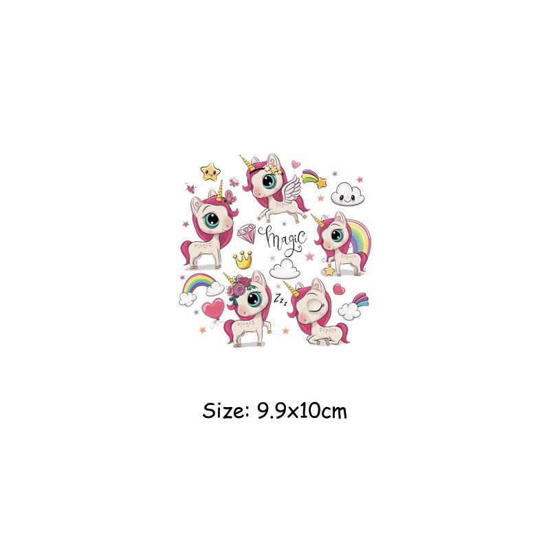 Нашивки на одежду, комплект с волшебным единорогом, модный аксессуар «сделай сам», наклейка в полоску, термопресс, аппликация, джинсовая нашивка, утюг на одежде