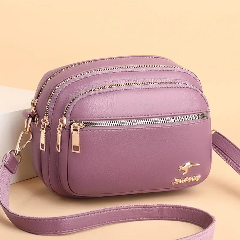 High Quality Soft Leather Purse Women Shoulder Messenger Bag Multi-pocket Wear-resistant Bag Ladies Handbag Sac
