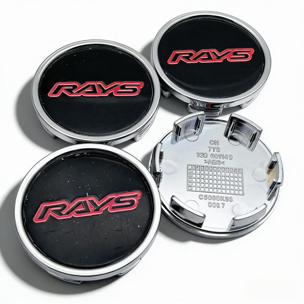 4pcs Rays Racing Logo Emblem Car Wheel Center Caps 58MM Clips 53MM Rim Hubcaps Dust Cover Wheels Hub Cap Replace Car Accessories