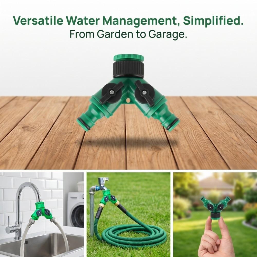 Female Thread Water Splitter Pipe Fitting Valved Splitter Y-Shaped Quick Connector Garden