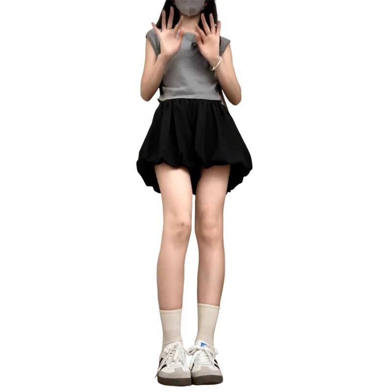 Повседневные шорты-блумеры женские летние новые с высокой талией и подвеской