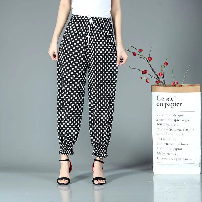 WTEMPO Summer Women Ice Silk Floral Printed Jogger Pants High Elastic Waist Stretchy Leggings Dancing Walking Pants