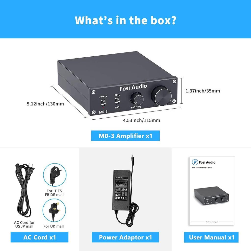 Fosi Audio M03 Усилитель сабвуфера 200 Вт TPA3255D2 Мини Стерео Усилитель мощности Аудио Маленький Цифровой Интегрированный Класс D Ресивер На Базе Пассивный Динамик