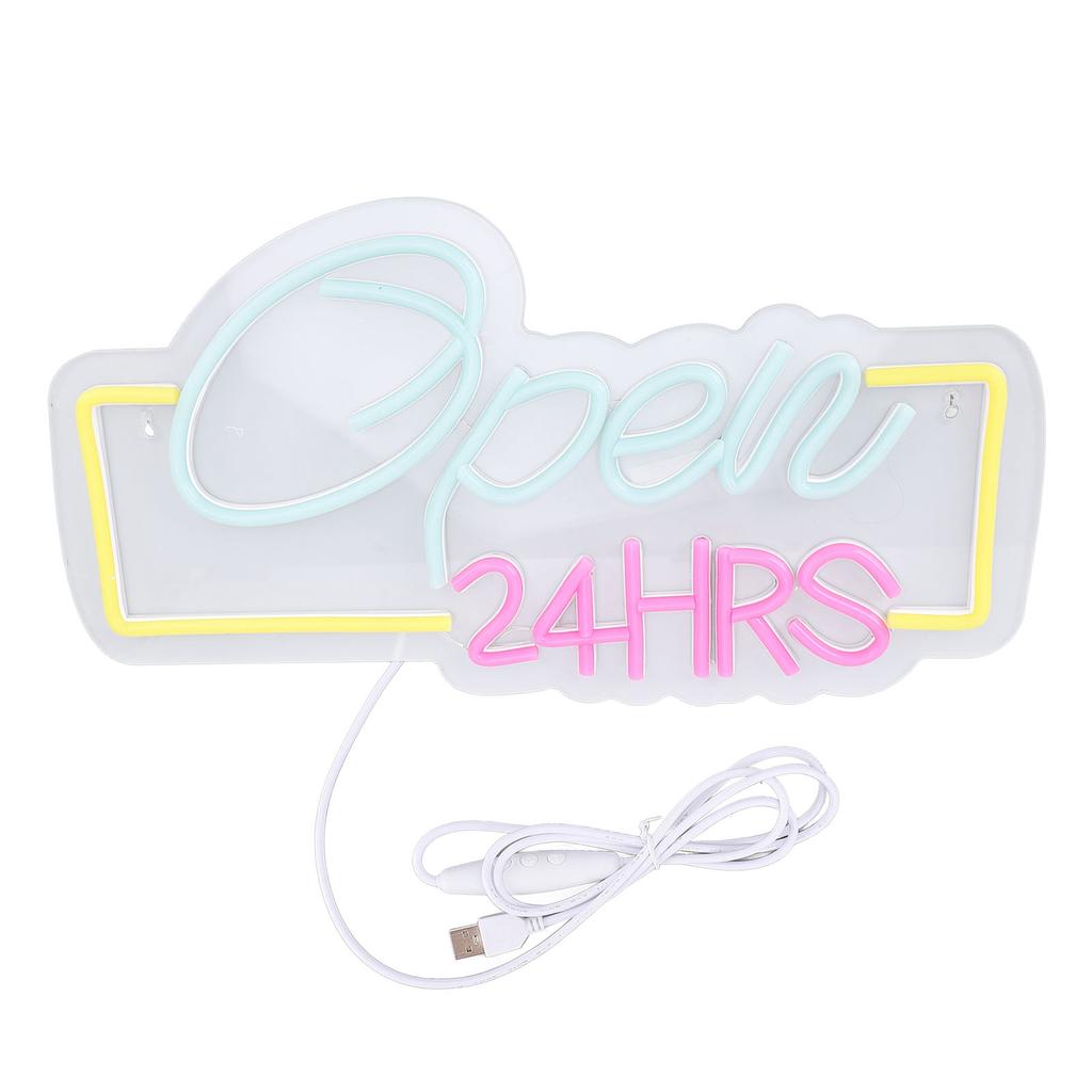 Неоновая вывеска «Открыто 24 часа», регулируемая яркость, светодиодная неоновая вывеска «Открыто» с питанием от USB для бара, паба, клуба, магазина