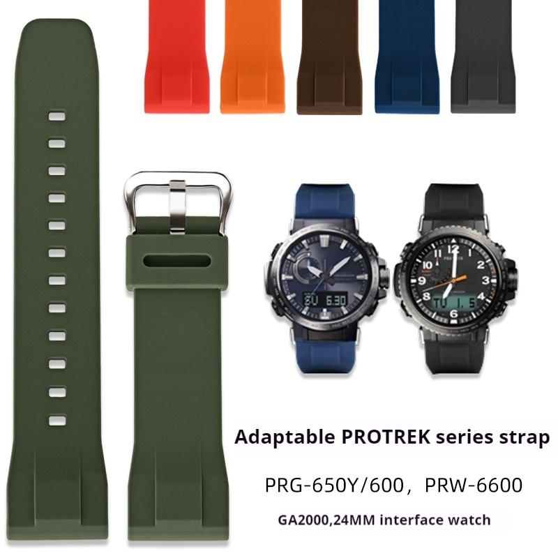 Высокопрочный силиконовый ремешок для серии Casio PROTREK PRG-650Y/600 PRW-6600 GA-2000 Мужской спортивный водонепроницаемый ремешок для часов 24 мм