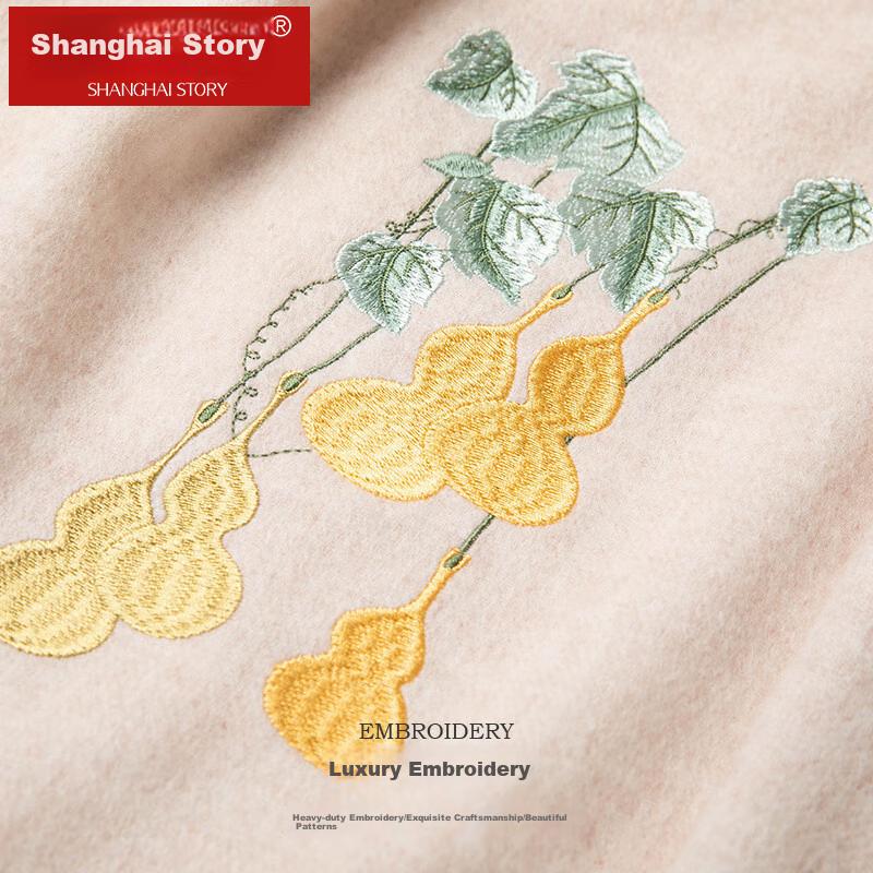 Шарф Shanghaigushi 100% Шерсть в Подарочной Коробке, Осенняя и Зимняя Теплота, Вышитый Шарф для Мужчин и Женщин, Подарок на День Рождения для Мамы, Пять Благословений Прибывают