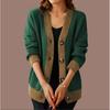 Tooxika Autumn And Winter New V-neck Long-sleeved Knitted Cardigan Women's Retro Contrast Color Sweater Jacket