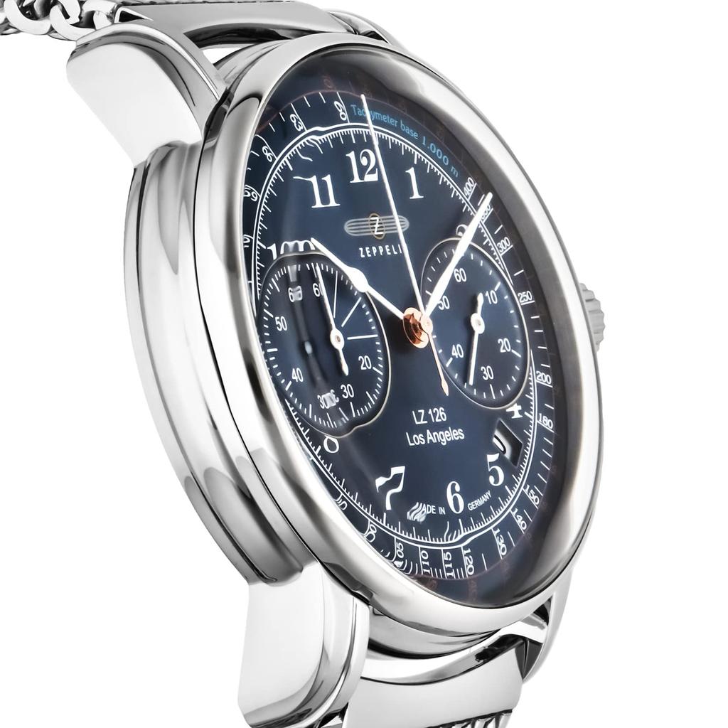Watch Los Angeles Blue Dial Stainless Steel Quartz 42MM Germany Watch Silver [Zeppelin] 7614-M3 Men's [Item]