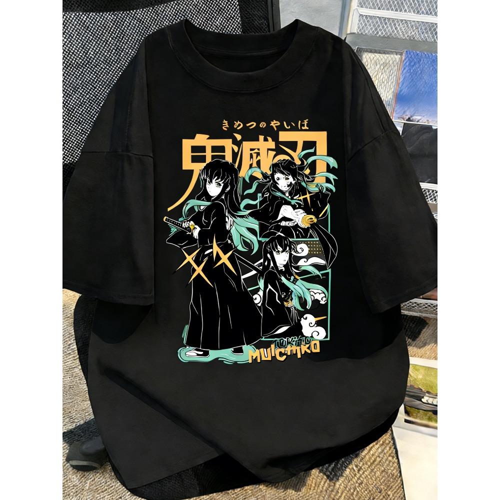 Summer Plus Size Demon Slayer Anime Printed Unisex Women Tshirt Casual Parent Child Top Fashion Harajuku Style Street Wear Y2K