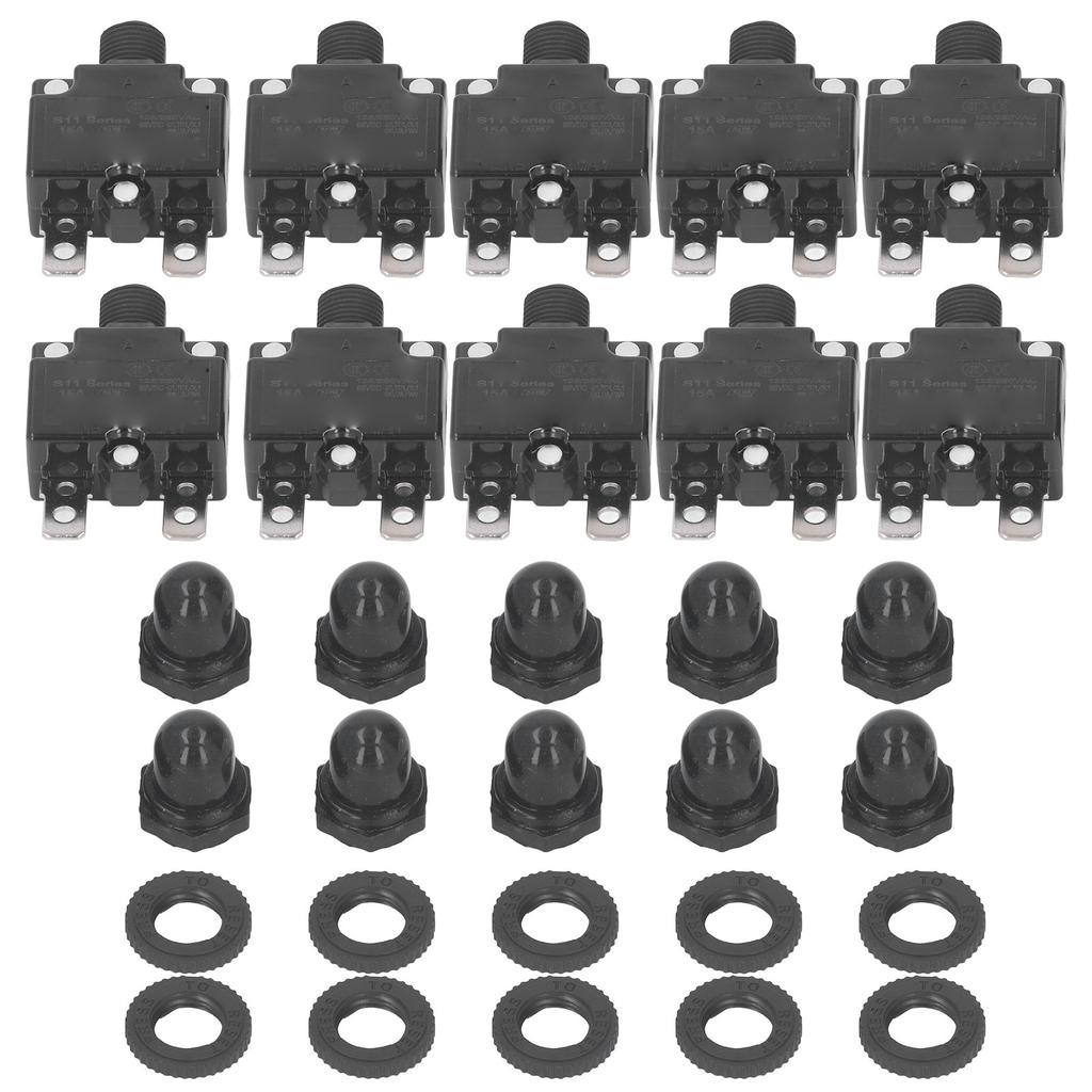 10 шт. Реле с автоматическим сбросом Предохранитель 15А Термовыключатель Автоматический выключатель Защита от перегрузки Водонепроницаемый
