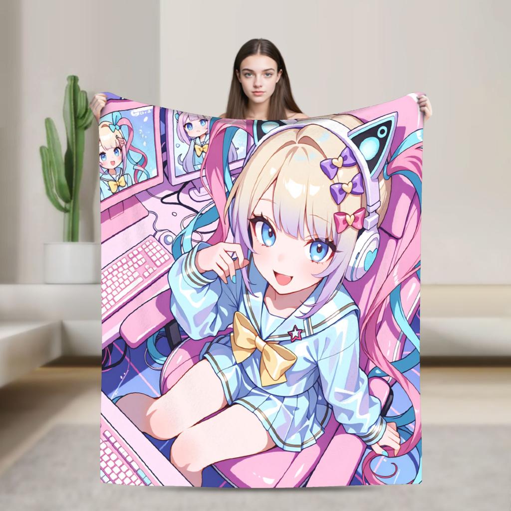 Needy Streamer Overload Kangel Flannel Blanket Winter  Soft Throw Blanket for Girls Boys Room Fashion Bedspread Sofa Bed Cover
