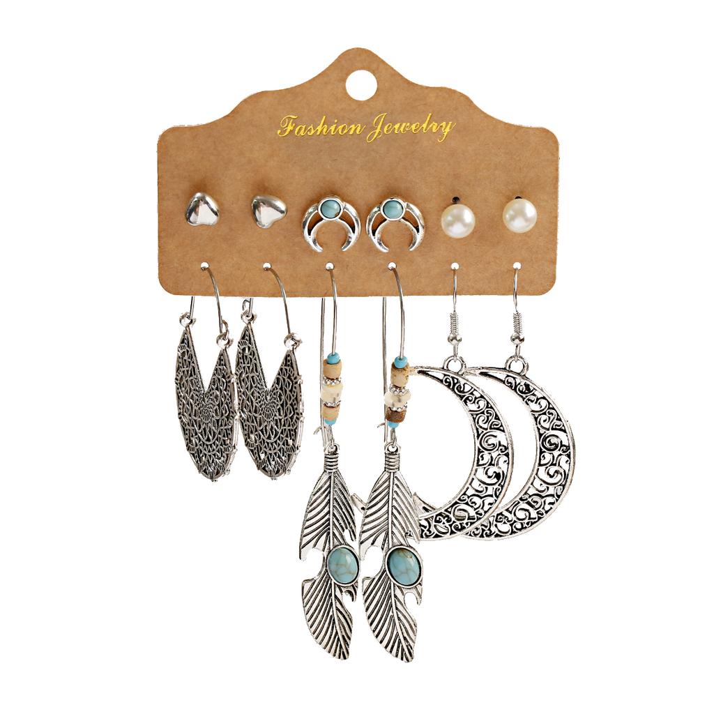 Antique Sliver-Plated Hollow Alloy Geometric Dangle Indian Earrings For Women Gypsy Zircon Boho Ethnic Leaf Bell Tassel Earring