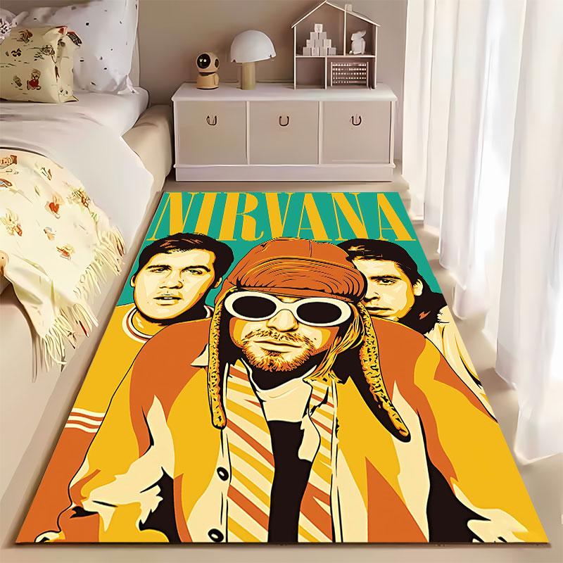 Nirvana Band Artwork Carpet suitable as a non-slip mat for the living room or bedroom sofa