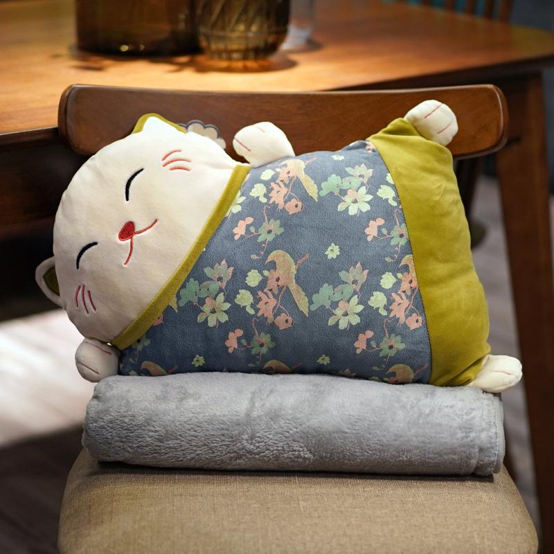 Подушка-поддержка для поясницы «Счастливый кот» двойного назначения для офиса, автомобиля и сна