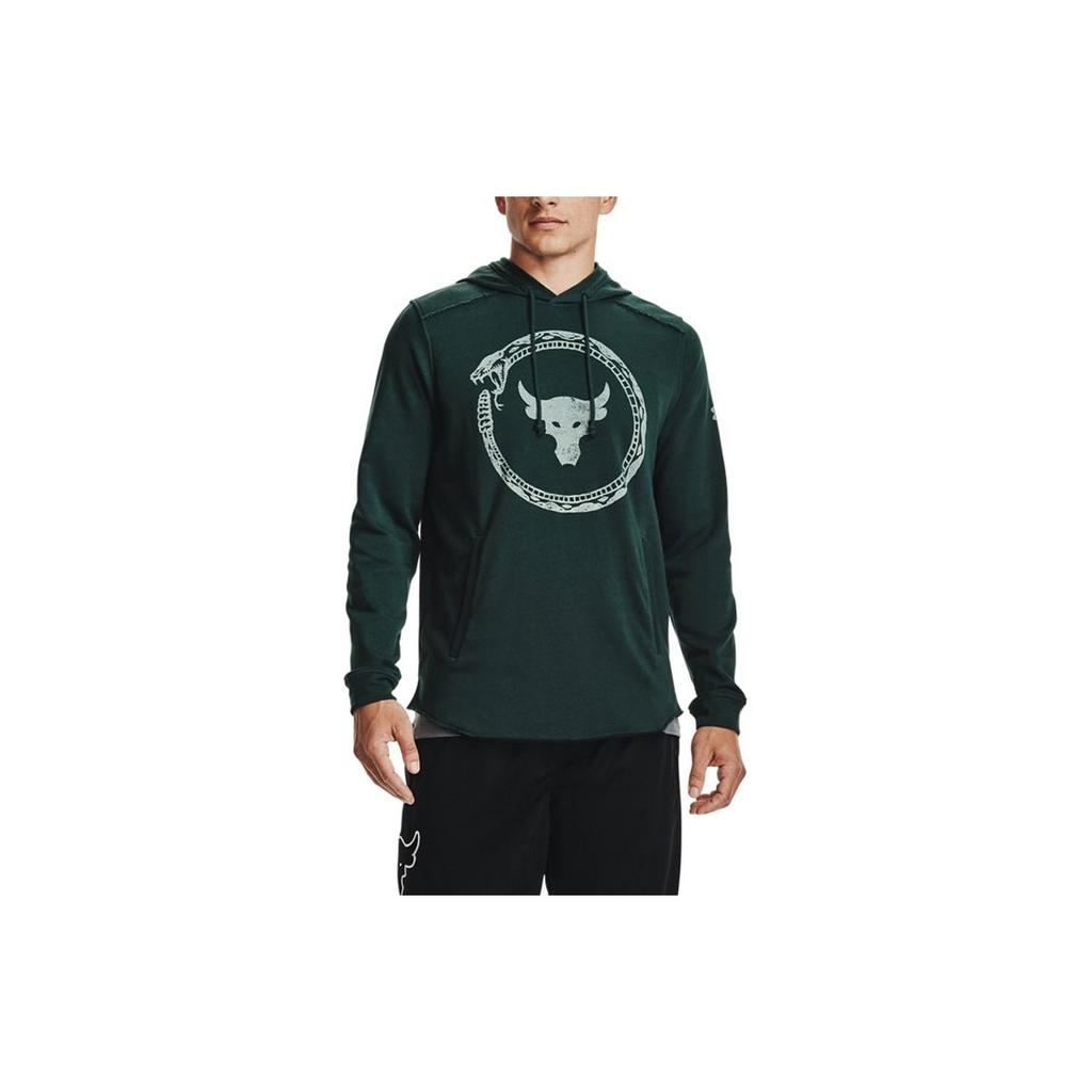 Under Armour Project Rock Johnson Logo Print Training Hoodie Men Hoodies Green 1361747-384