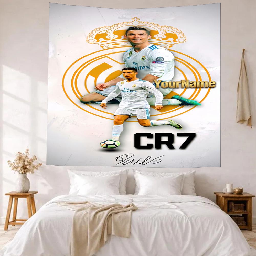 Cristiano Ronaldo Custom Your Name Wall Decor Tapestry Art For Pet Memorial Birthdaywedding Party Backdrop Family Gift