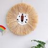 Hand-woven Cartoon Lion Tiger Straw Wall Hanging Craft Cotton Thread Weaving Tapestry Decor