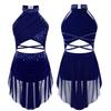 Kids Girls Lyrical Dance Performance Costume Figure Skating Ballet Gymnastics Leotard Dress Sleeveless Rhinestone Dancewear