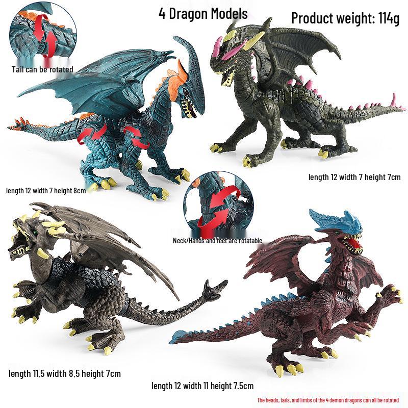 Dinosaur & Dragon Plastic Toy Set: Mythical Animal Figures for Kids