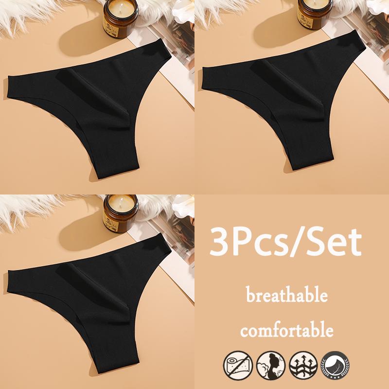 FINETOO 3 шт./компл. бесшовное нижнее белье из ледяного шелка с низкой талией бразильские трусы дышащее высокоэластичное нижнее белье трусики