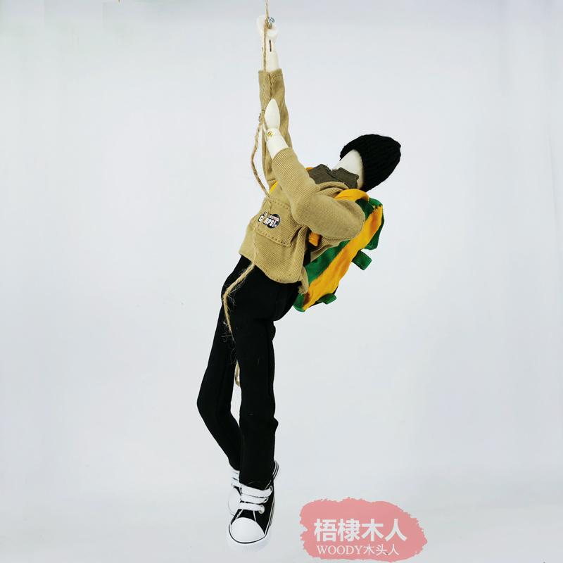 Creative Climbing Wooden Man Figurines Rotatable Joint Model Drawing Sketch Mannequin Miniatures Office Home Desktop Room Decor
